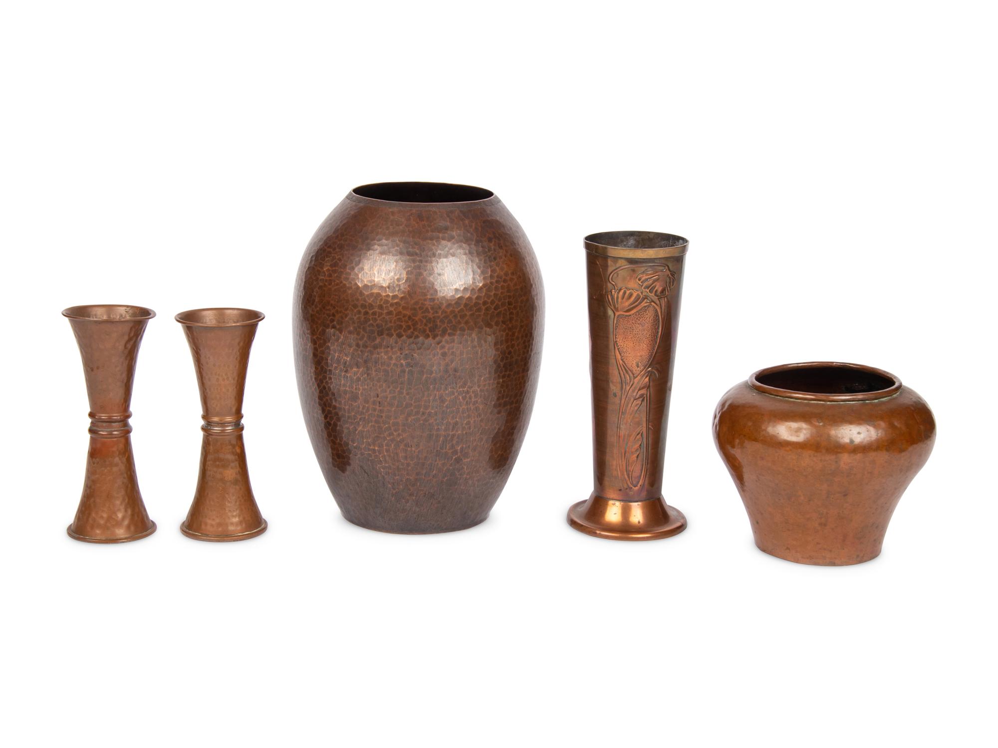 An Assembled Collection of Five Copper Vessels