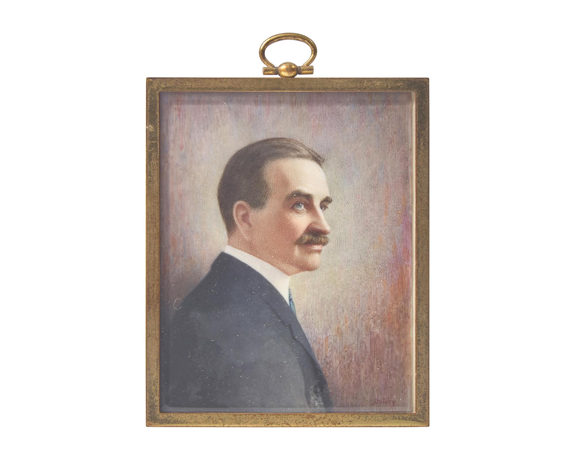 [Children's & Illustrated] [Baum, L. Frank] Quivey, Claude E. Original Portrait Miniature of L. Frank Baum