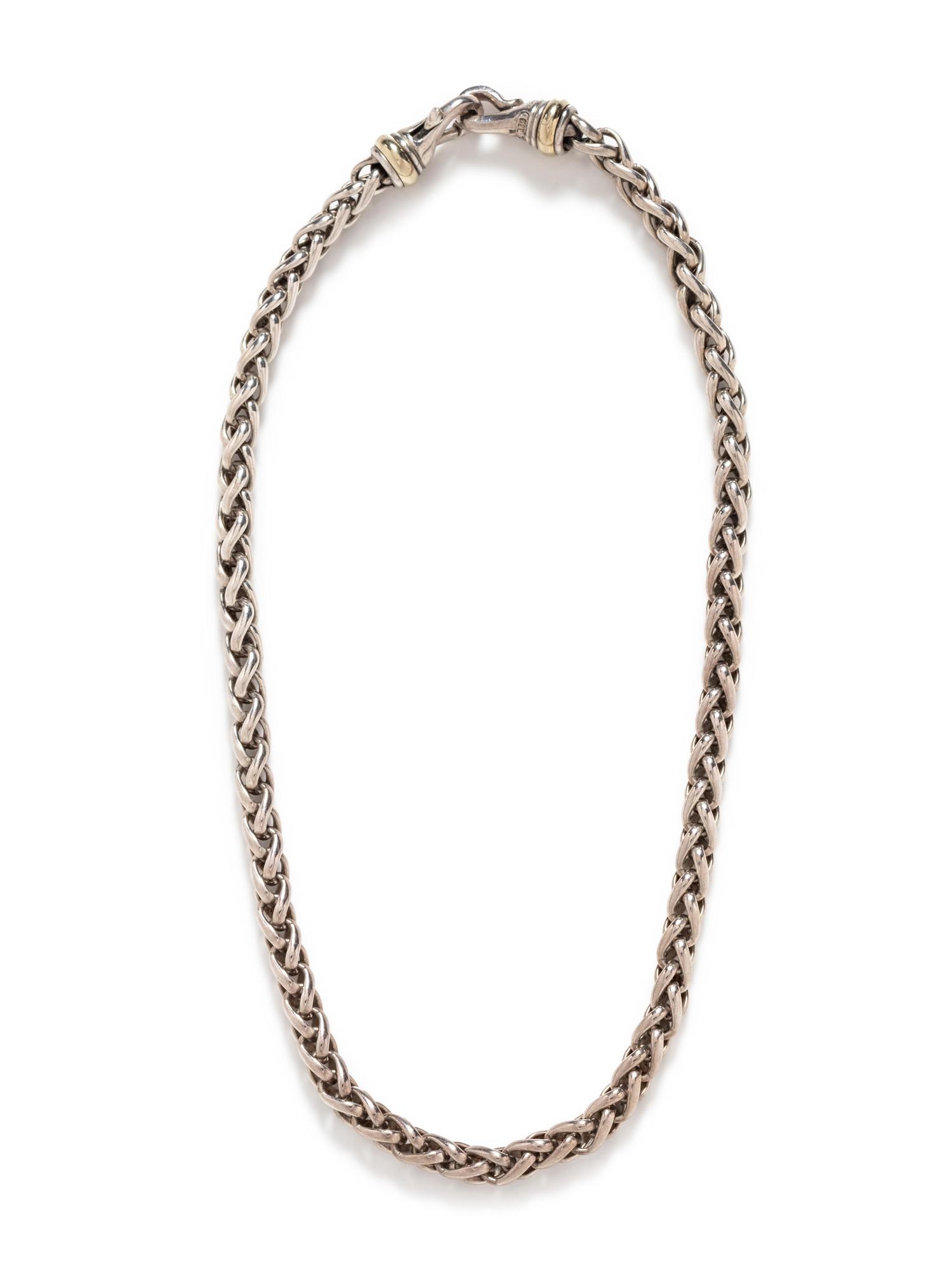 A Sterling Silver and 14 Karat Yellow Gold Necklace, David Yurman,