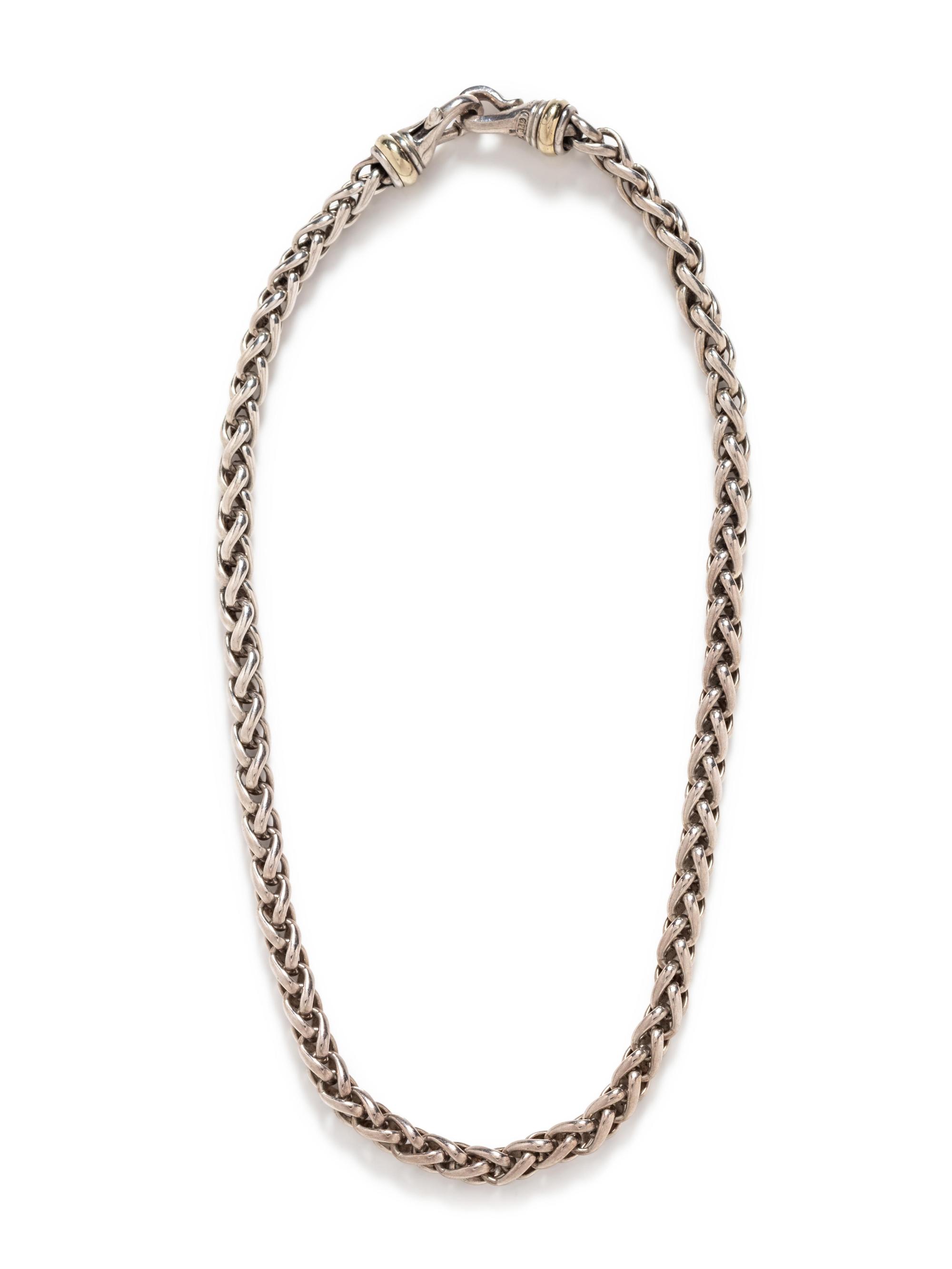 A Sterling Silver and 14 Karat Yellow Gold Necklace, David Yurman,
