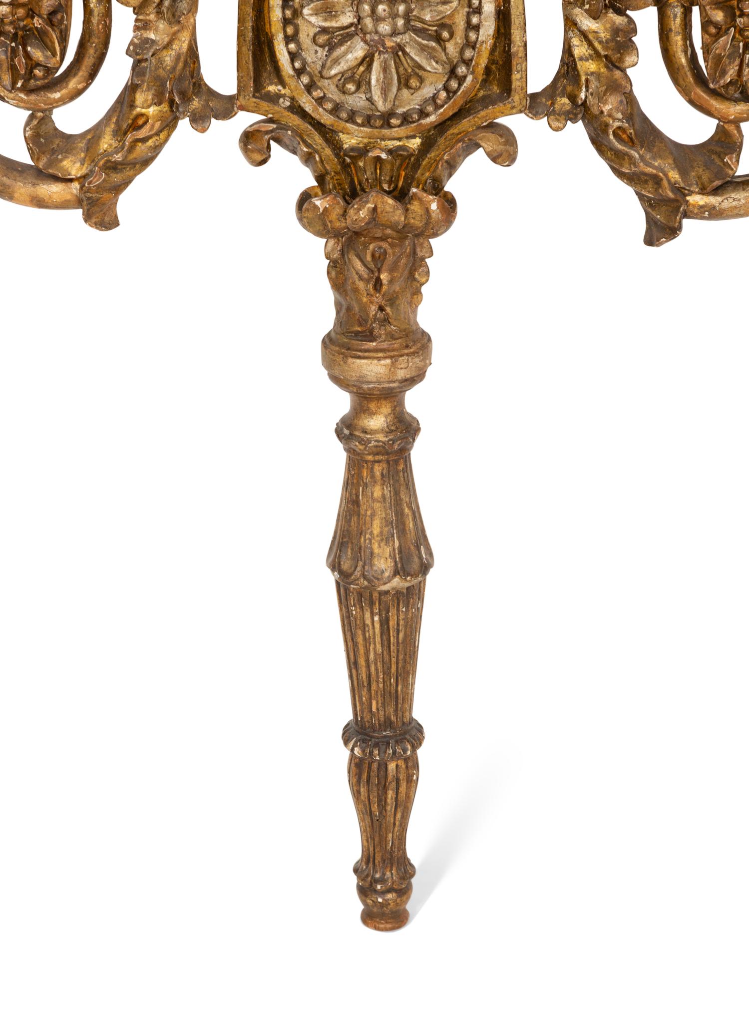 An Italian Carved Giltwood Faux Marble-Top Console Table