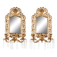A Pair of Neoclassical Gilt Metal Girandole Mirrors