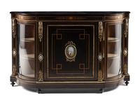 A Napoleon III Style Porcelain-Inset and Gilt Bronze Mounted Console Cabinet