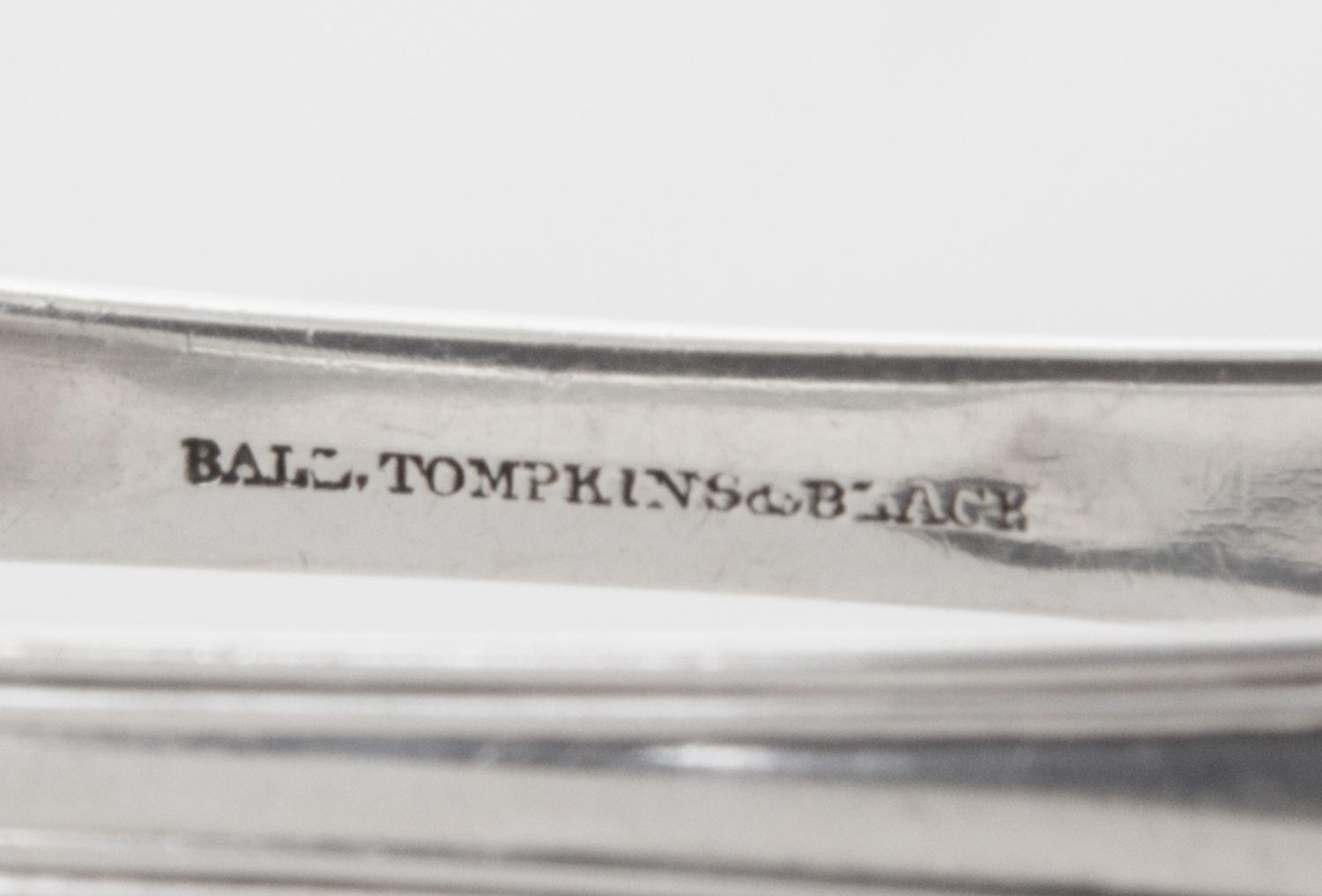 An American Silver Asparagus Tongs, Ball, Tompkins & Black, New York, NY, First Half 19th Century, the pierced tongs with a Fiddle and