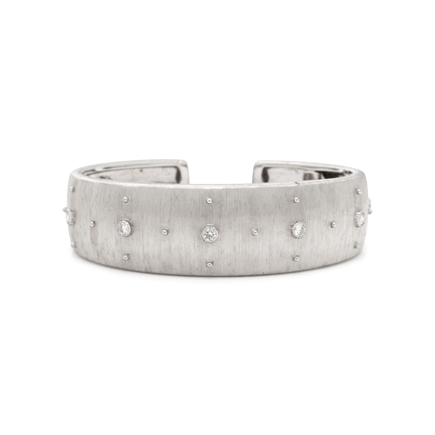 BUCCELLATI, WHITE GOLD AND DIAMOND CUFF BRACELET
