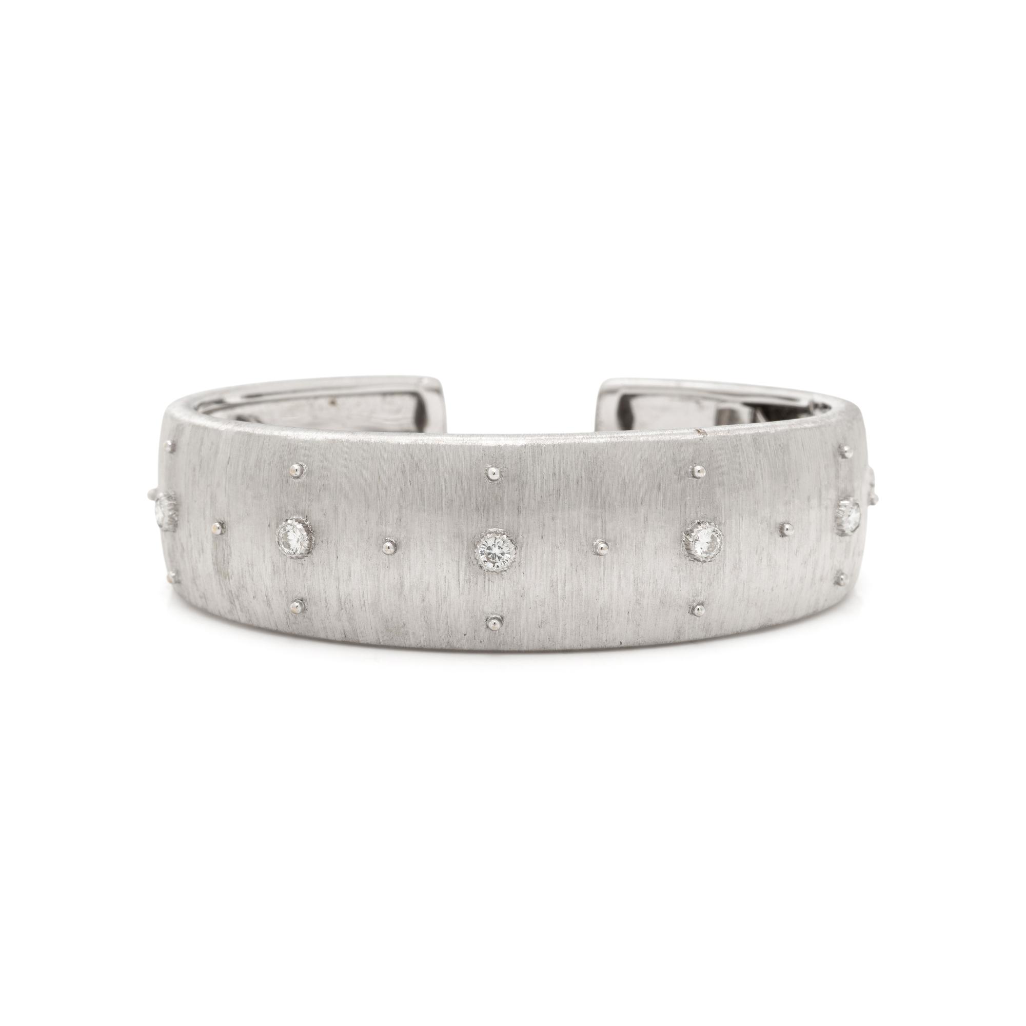 BUCCELLATI, WHITE GOLD AND DIAMOND CUFF BRACELET