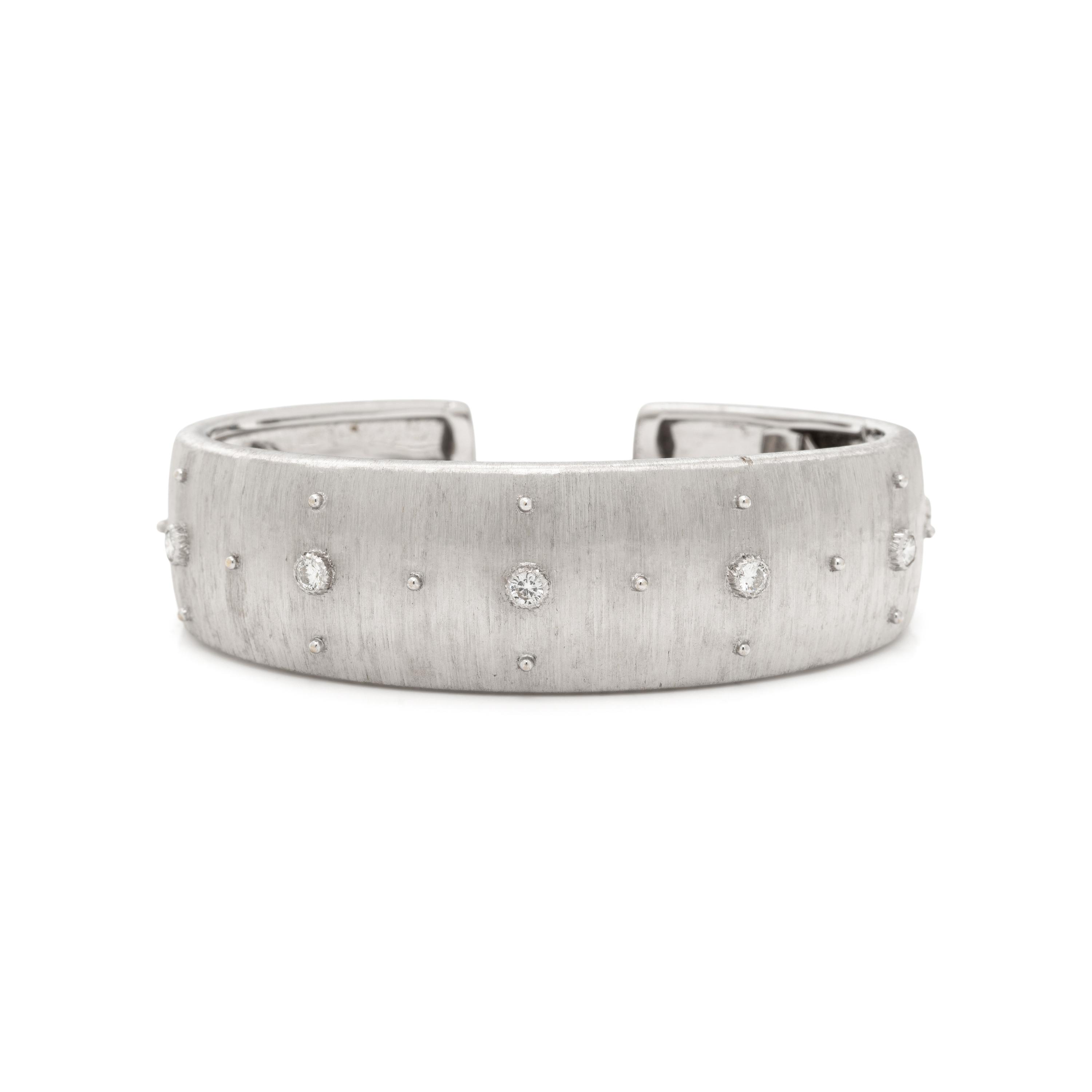 BUCCELLATI, WHITE GOLD AND DIAMOND CUFF BRACELET
