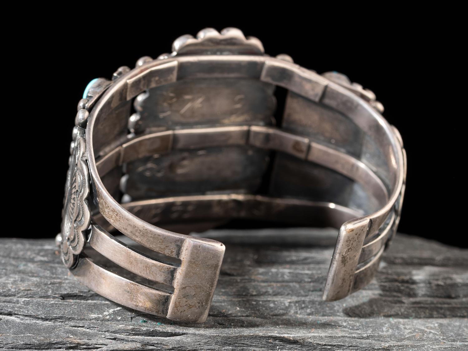 Carved Turquoise Frog Cuff Bracelet
