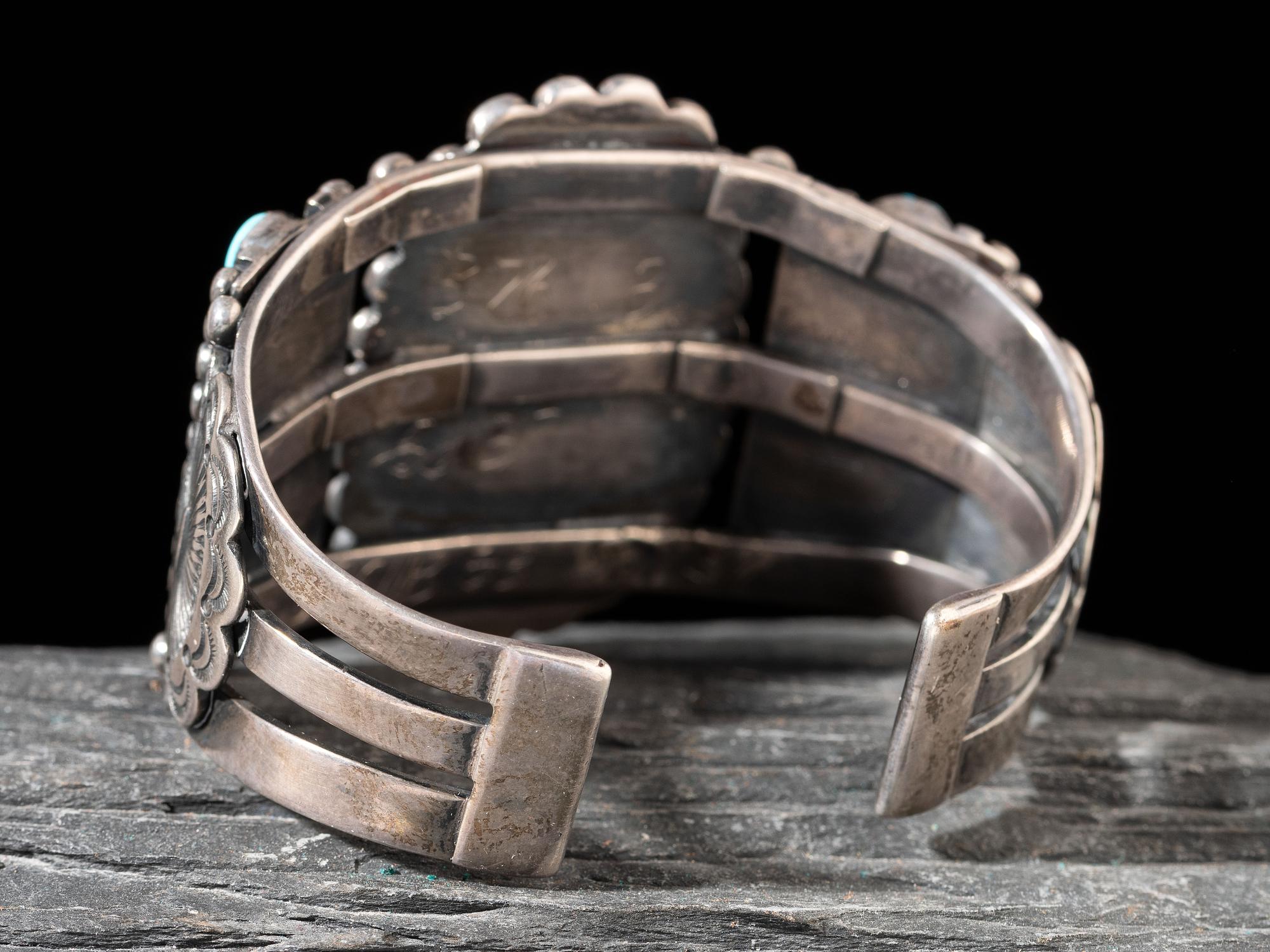 Carved Turquoise Frog Cuff Bracelet