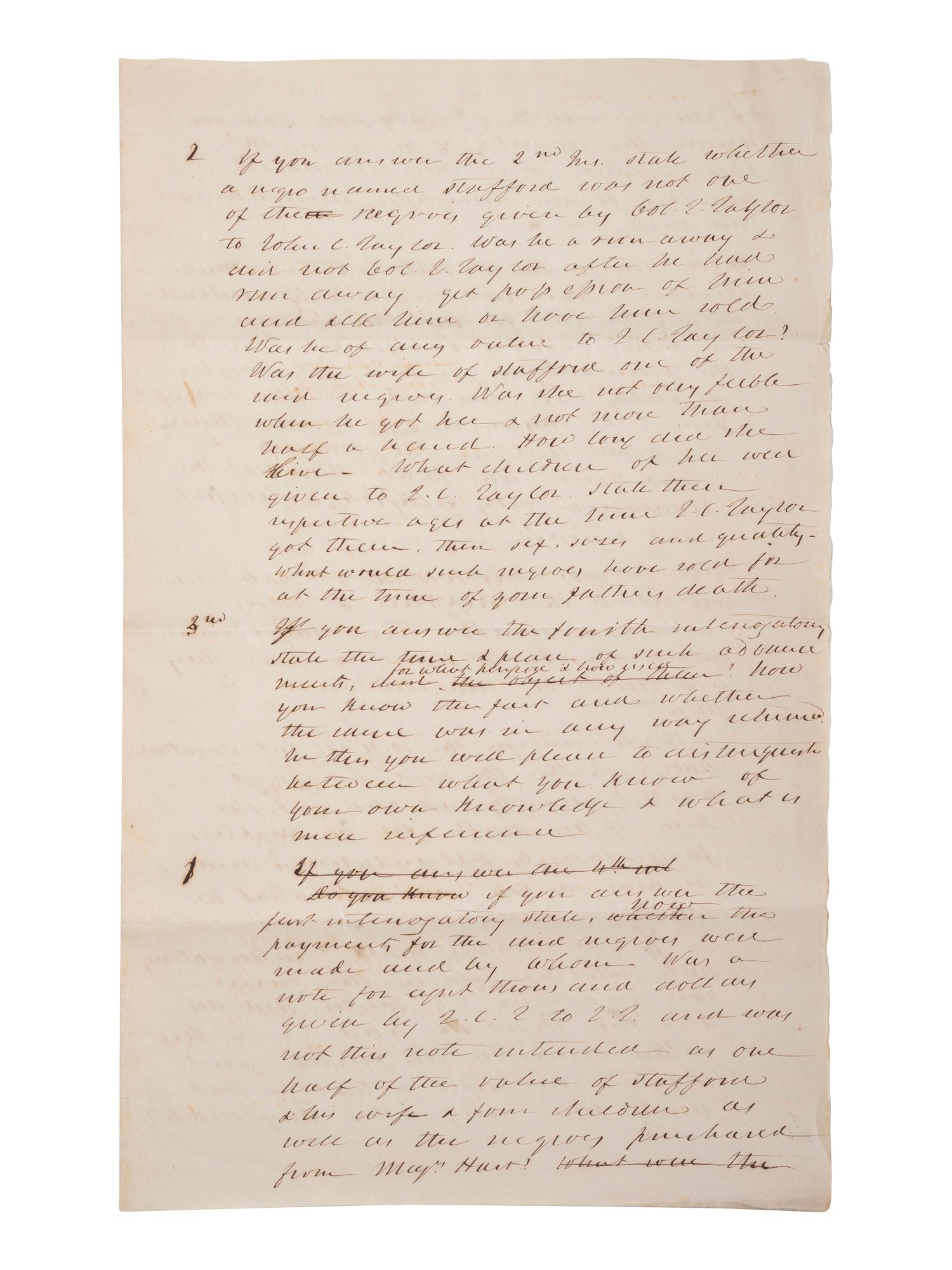 [ENSLAVEMENT & ABOLITION]. A group of 2 legal documents related to cases involving enslaved persons.