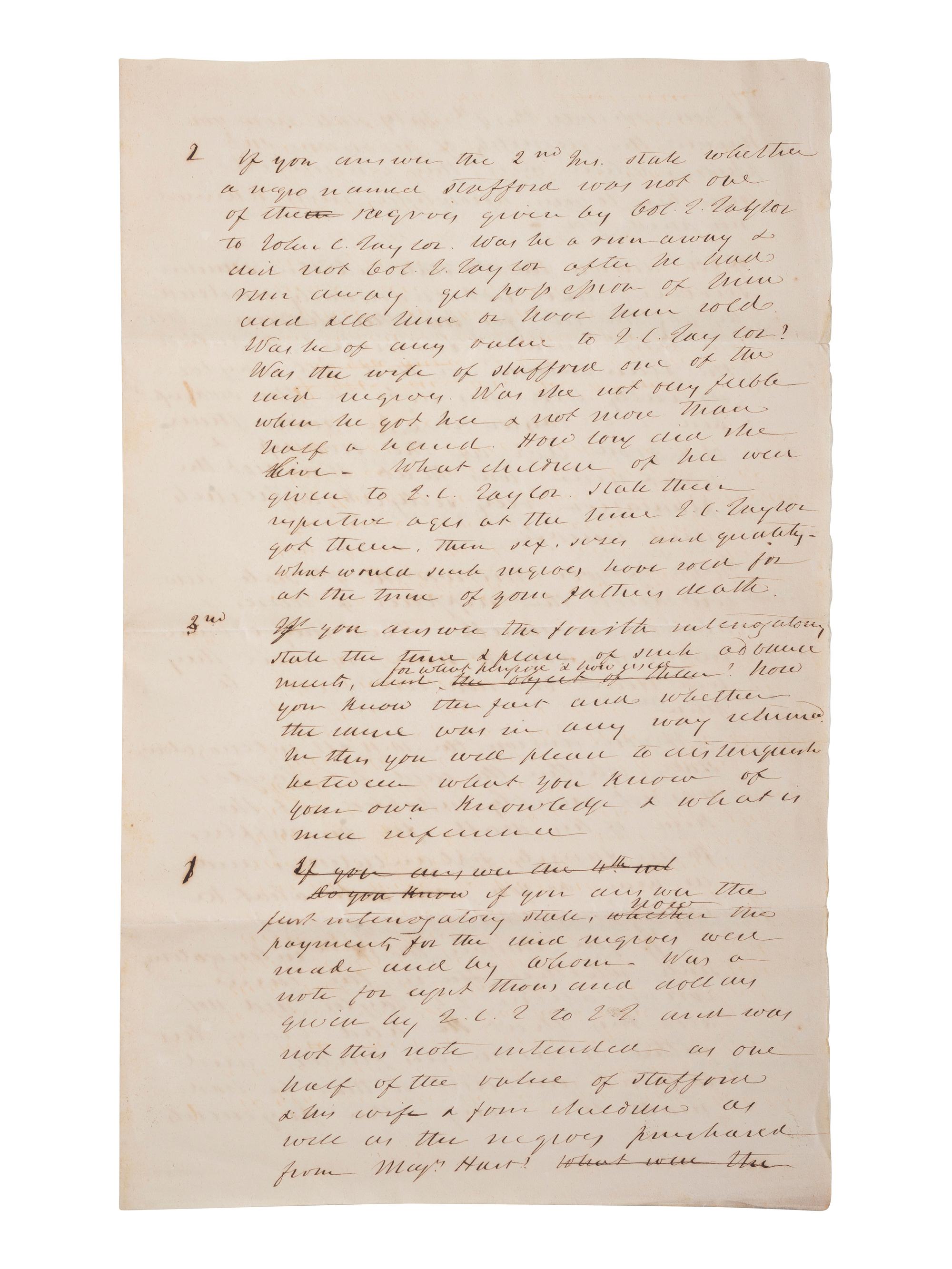 [ENSLAVEMENT & ABOLITION]. A group of 2 legal documents related to cases involving enslaved persons.