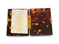 A 9K Yellow Gold and Silver Inlaid Tortoiseshell Card Case and Aide Memoire