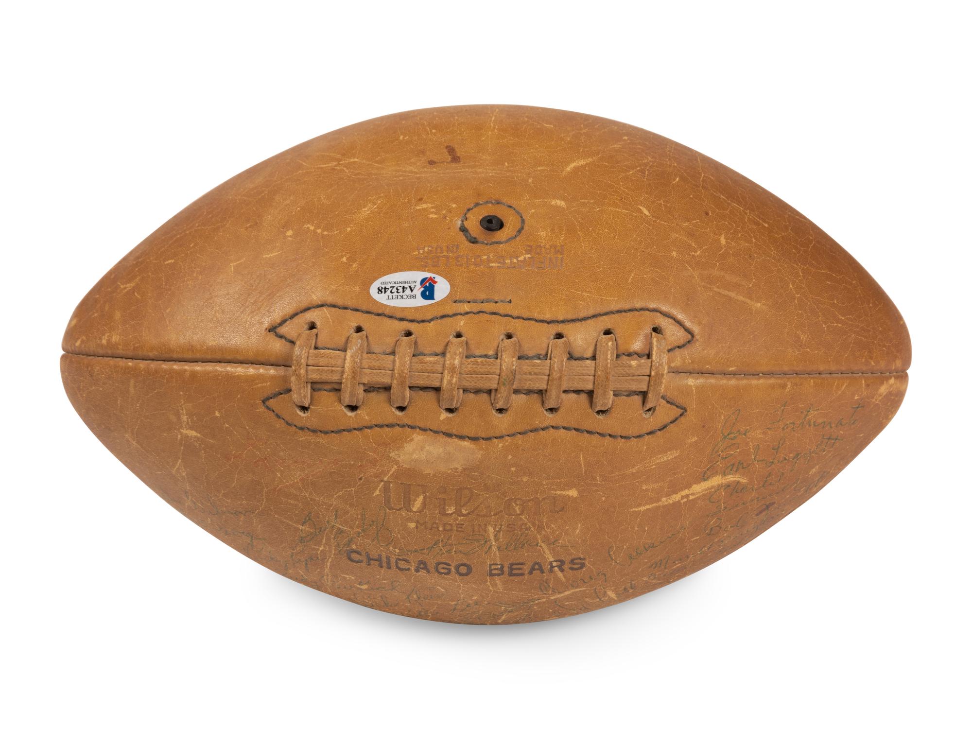 A 1958 Chicago Bears Team Signed Football Featuring Wille Gallimore, Chuck Howley, Bill George and Doug Atkins (Beckett Authentication Services Letter)