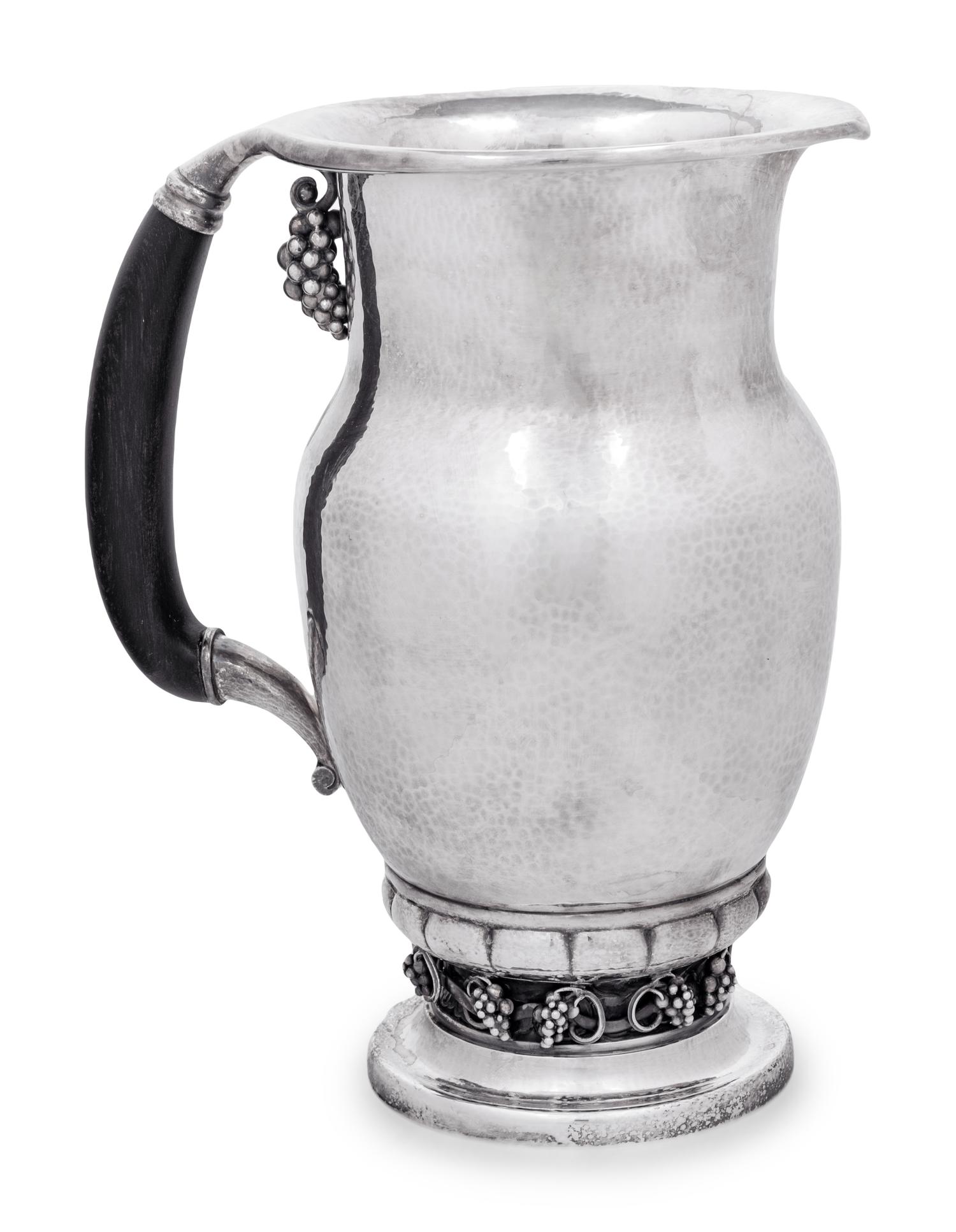 A Georg Jensen Silver Grape Pattern Pitcher