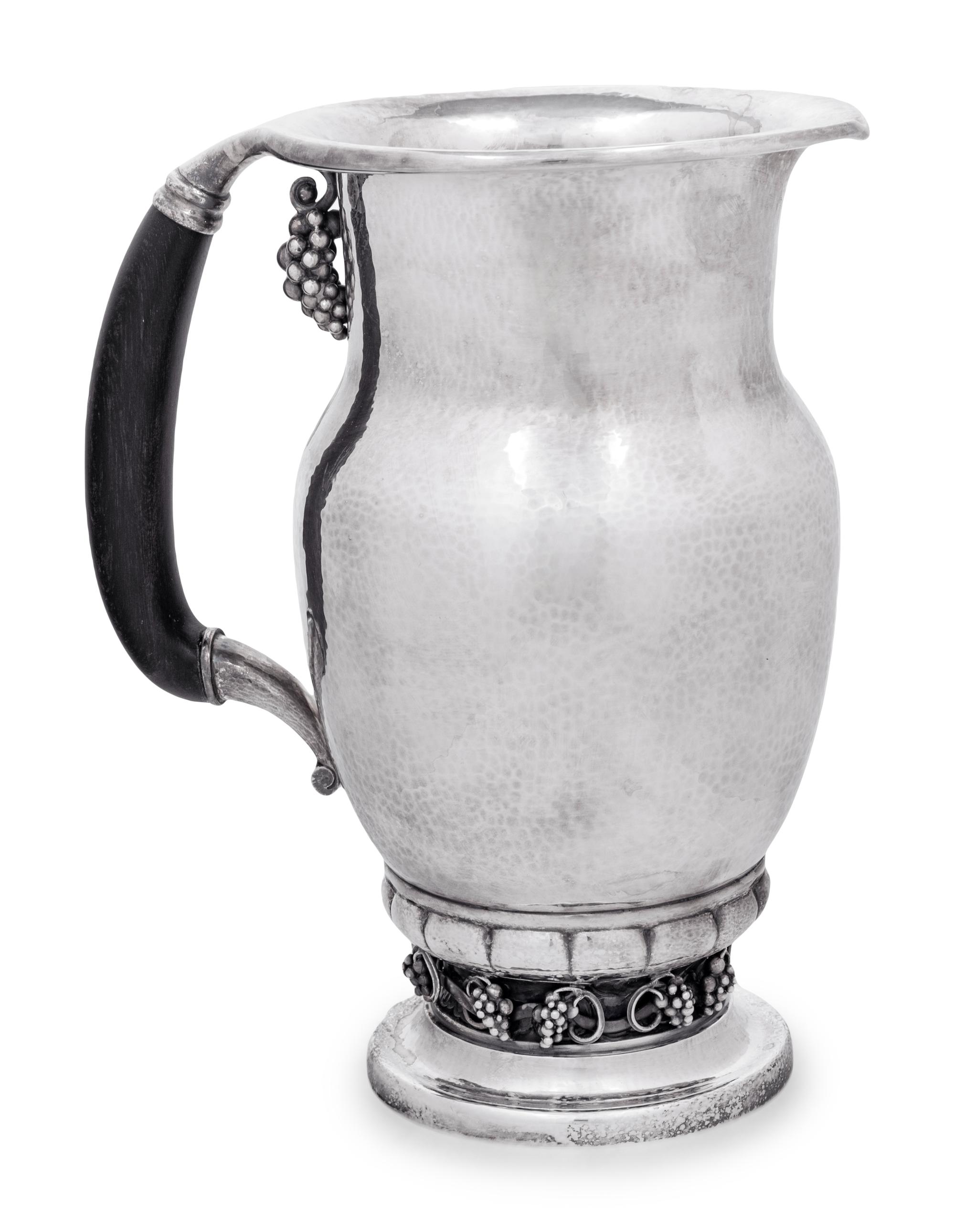 A Georg Jensen Silver Grape Pattern Pitcher