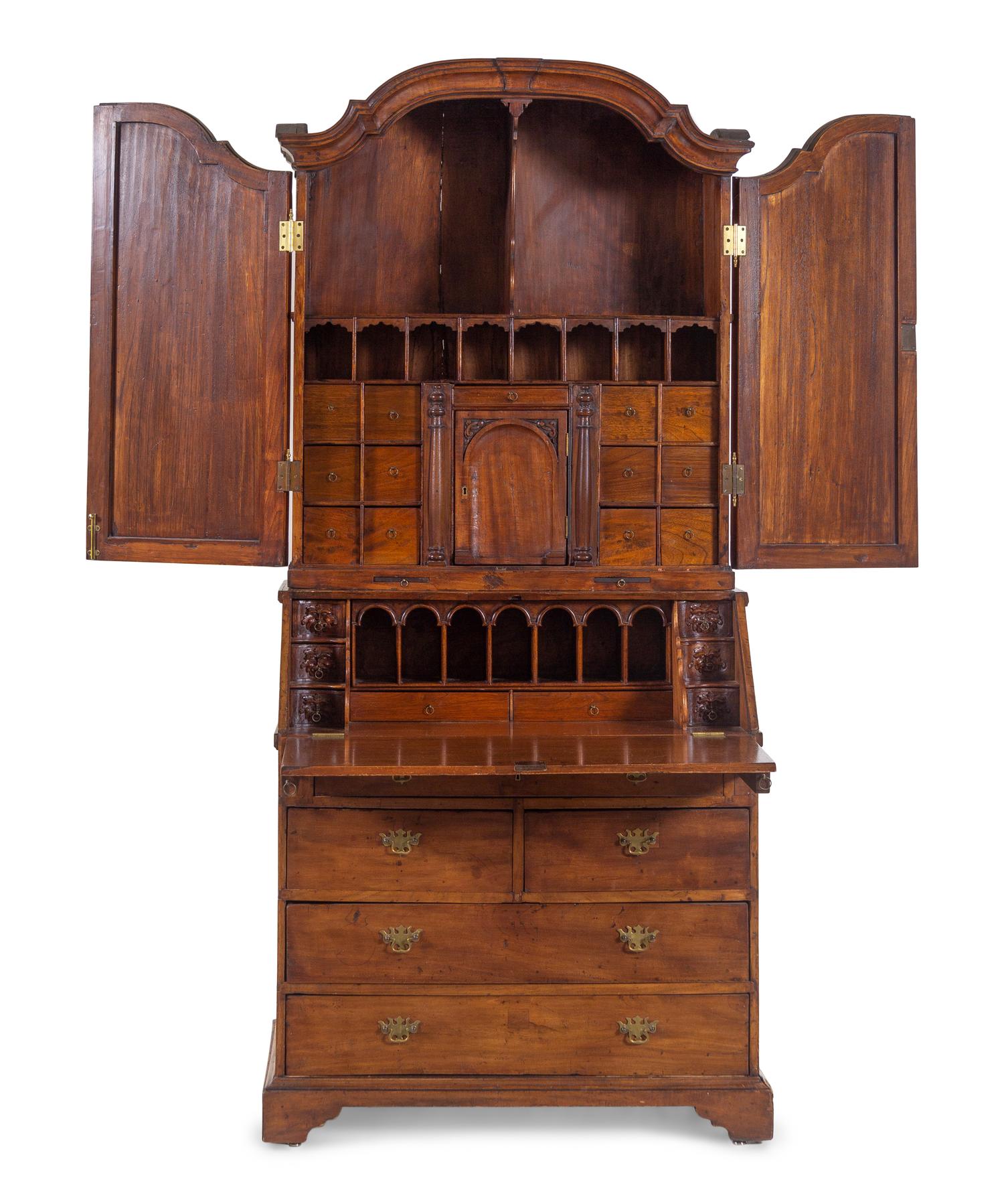 A George II Walnut Secretary Bookcase