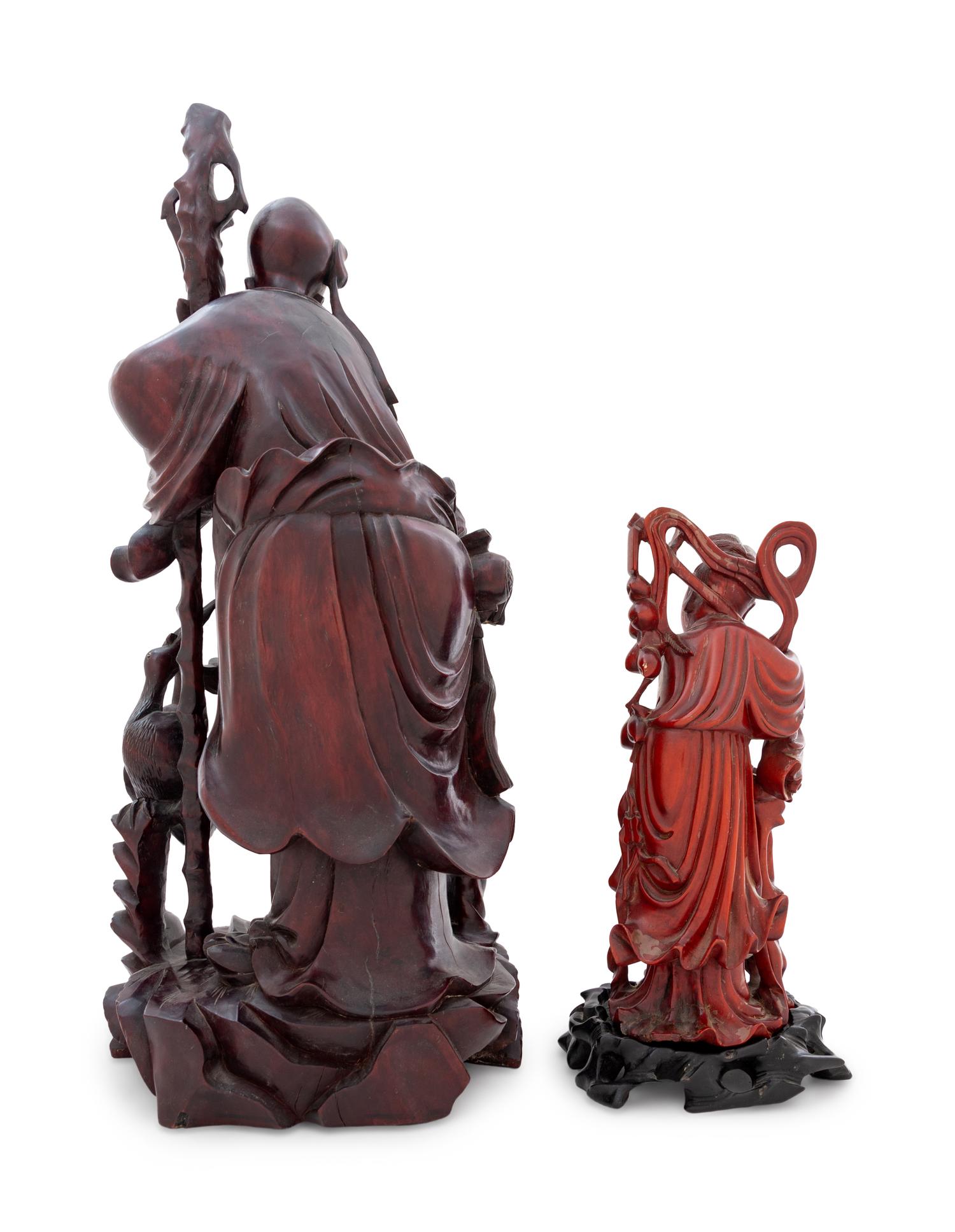 Two Chinese Carved Figures of Immortals