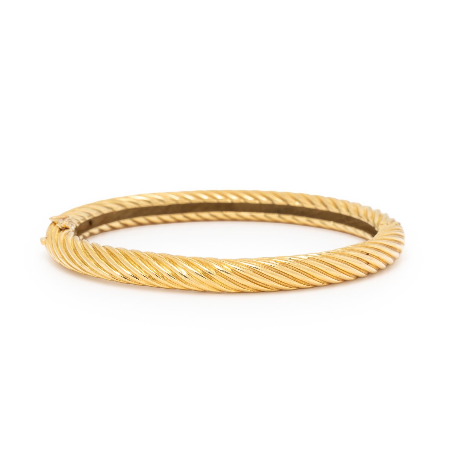Yellow Gold Twisted Bangle Bracelet