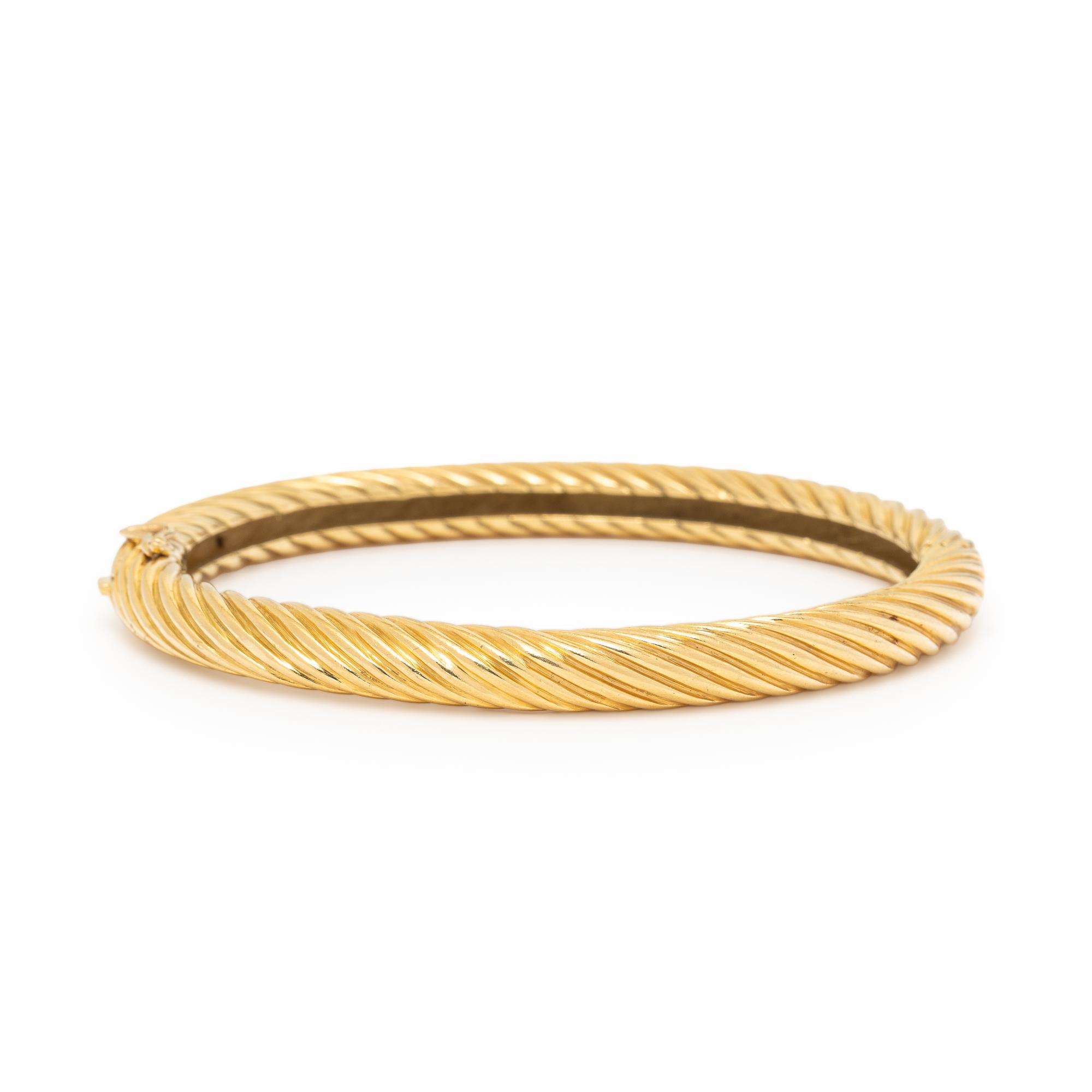 Yellow Gold Twisted Bangle Bracelet