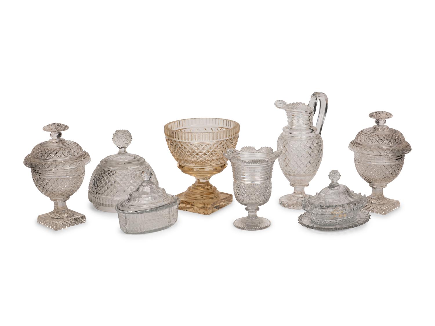 A Collection of English Cut Glass Table Articles