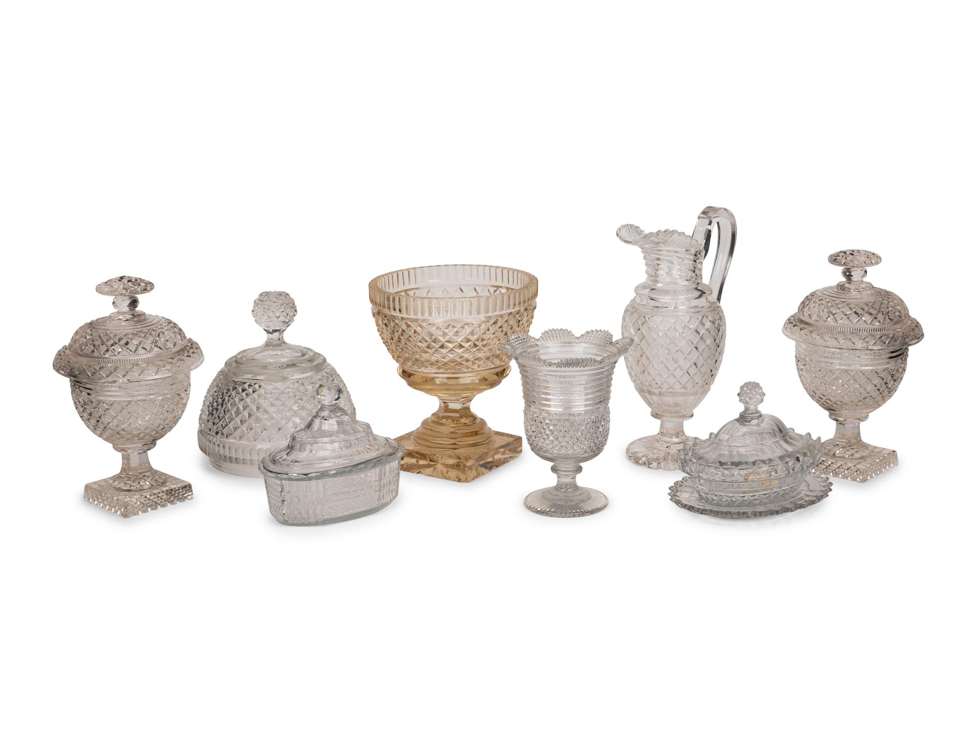 A Collection of English Cut Glass Table Articles