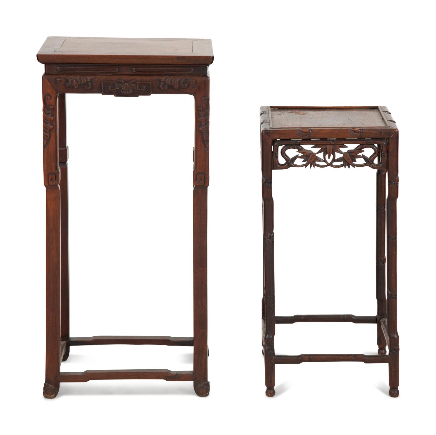 Two Chinese Carved Hardwood Jardiniere Stands