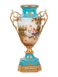 A Sèvres Style Gilt Bronze Mounted Porcelain Vase
