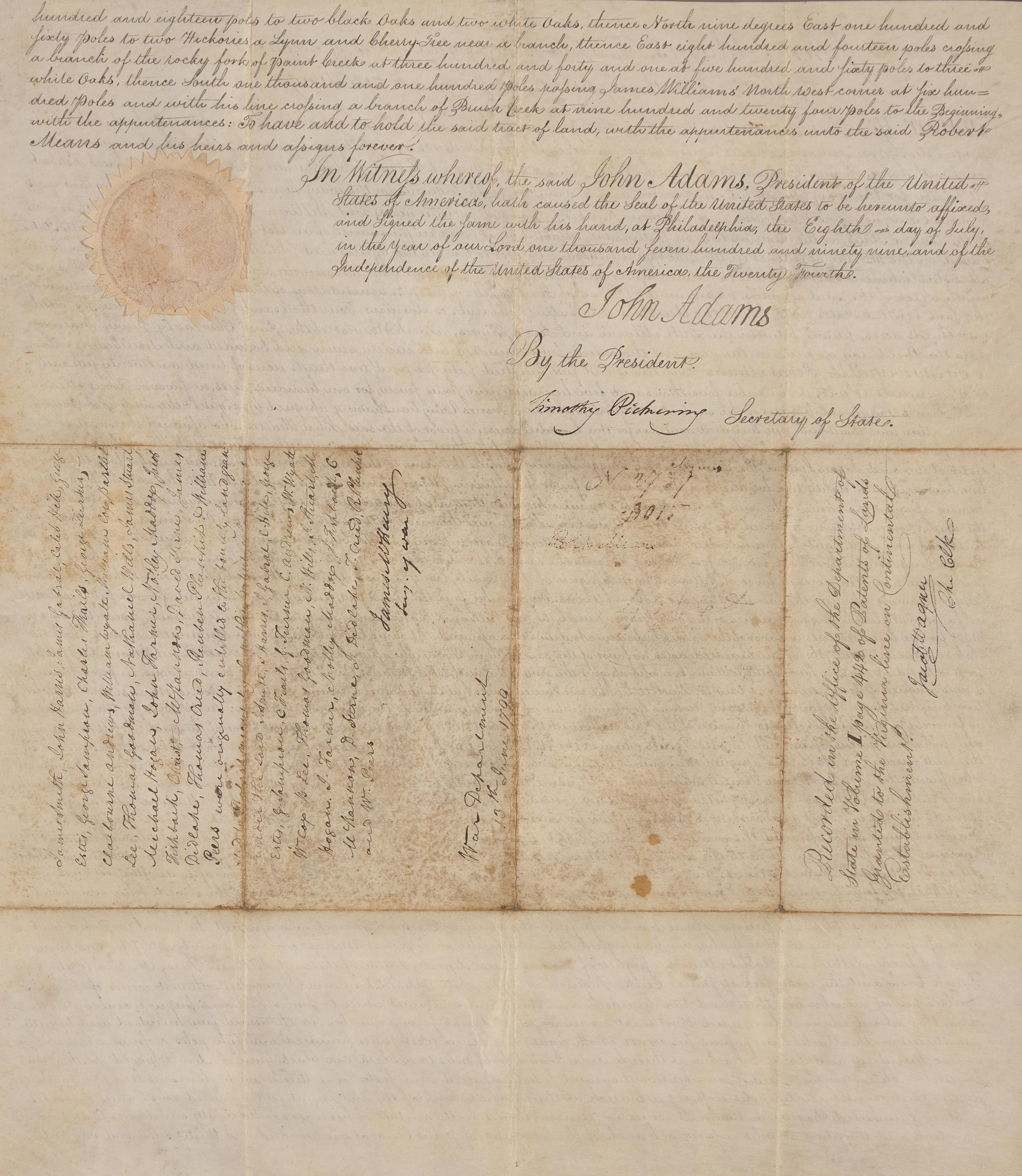 [Presidential] Adams, John. Manuscript Document, signed