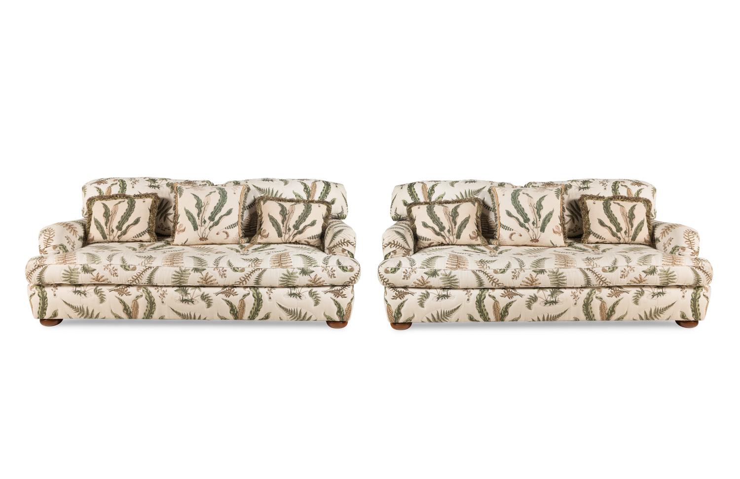 A Pair Custom Quilted Sofas