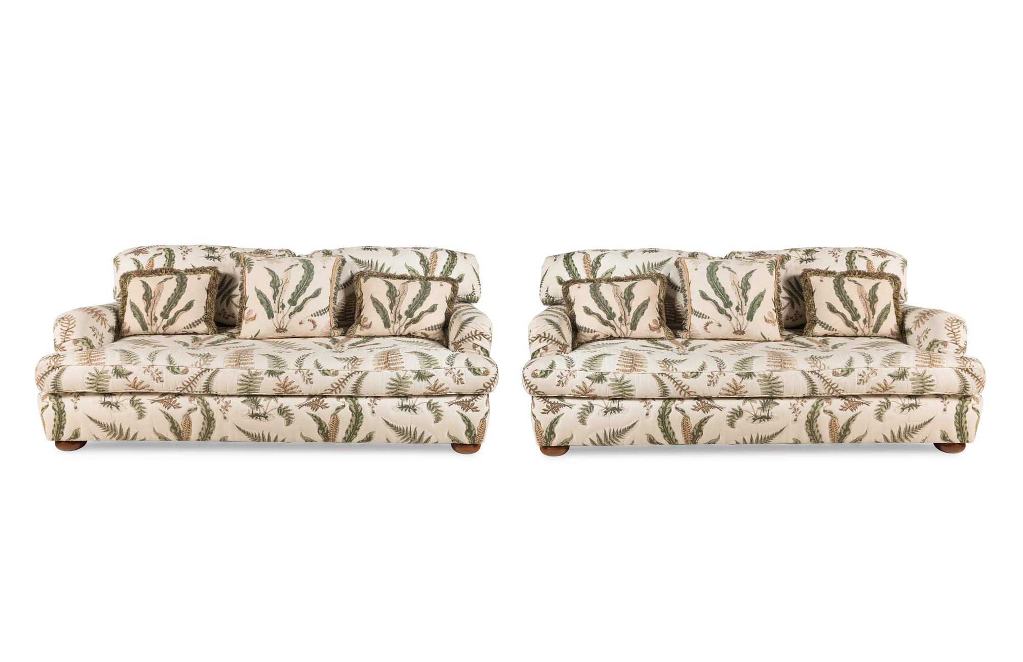 A Pair Custom Quilted Sofas