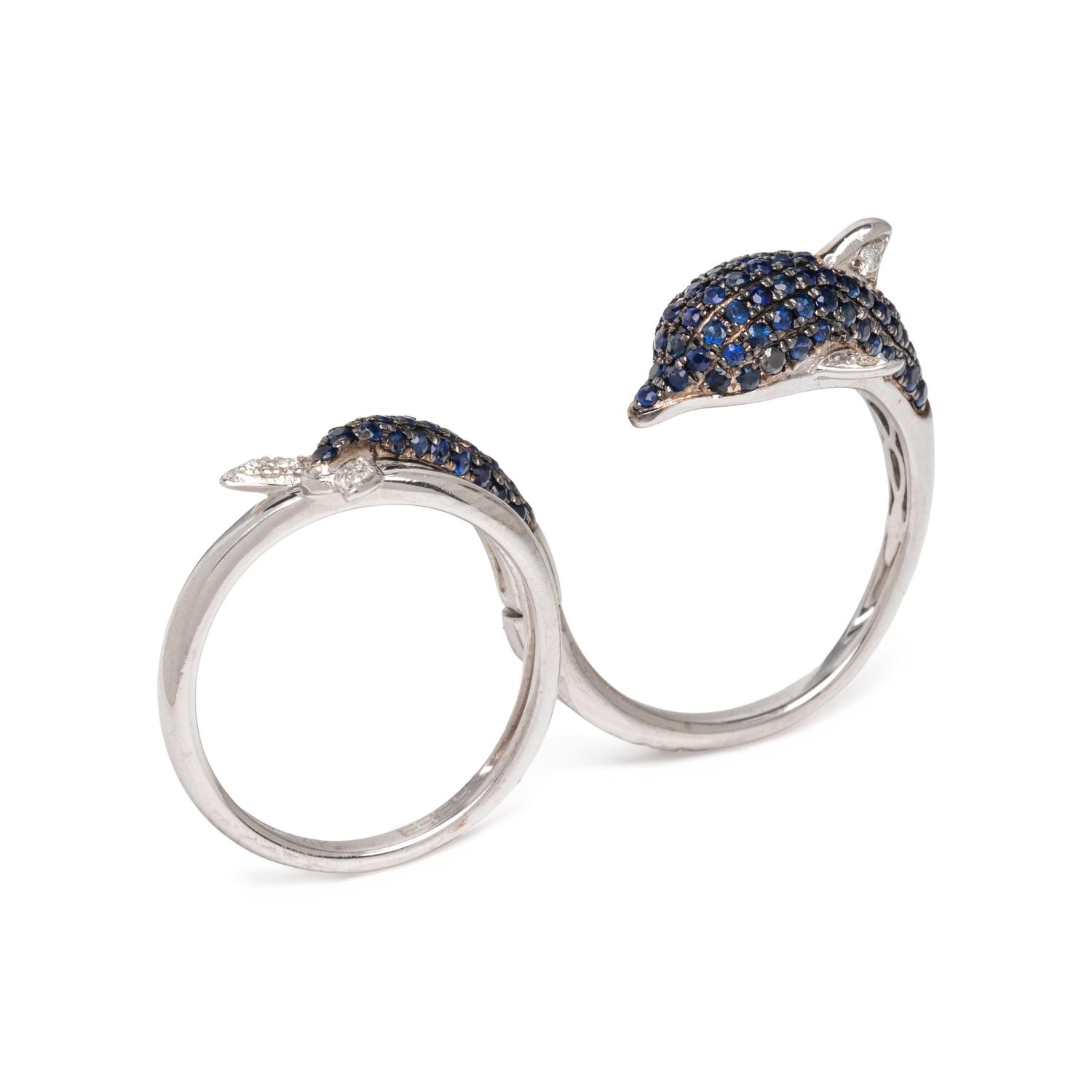 EFFY, SAPPHIRE AND DIAMOND DOLPHIN RING