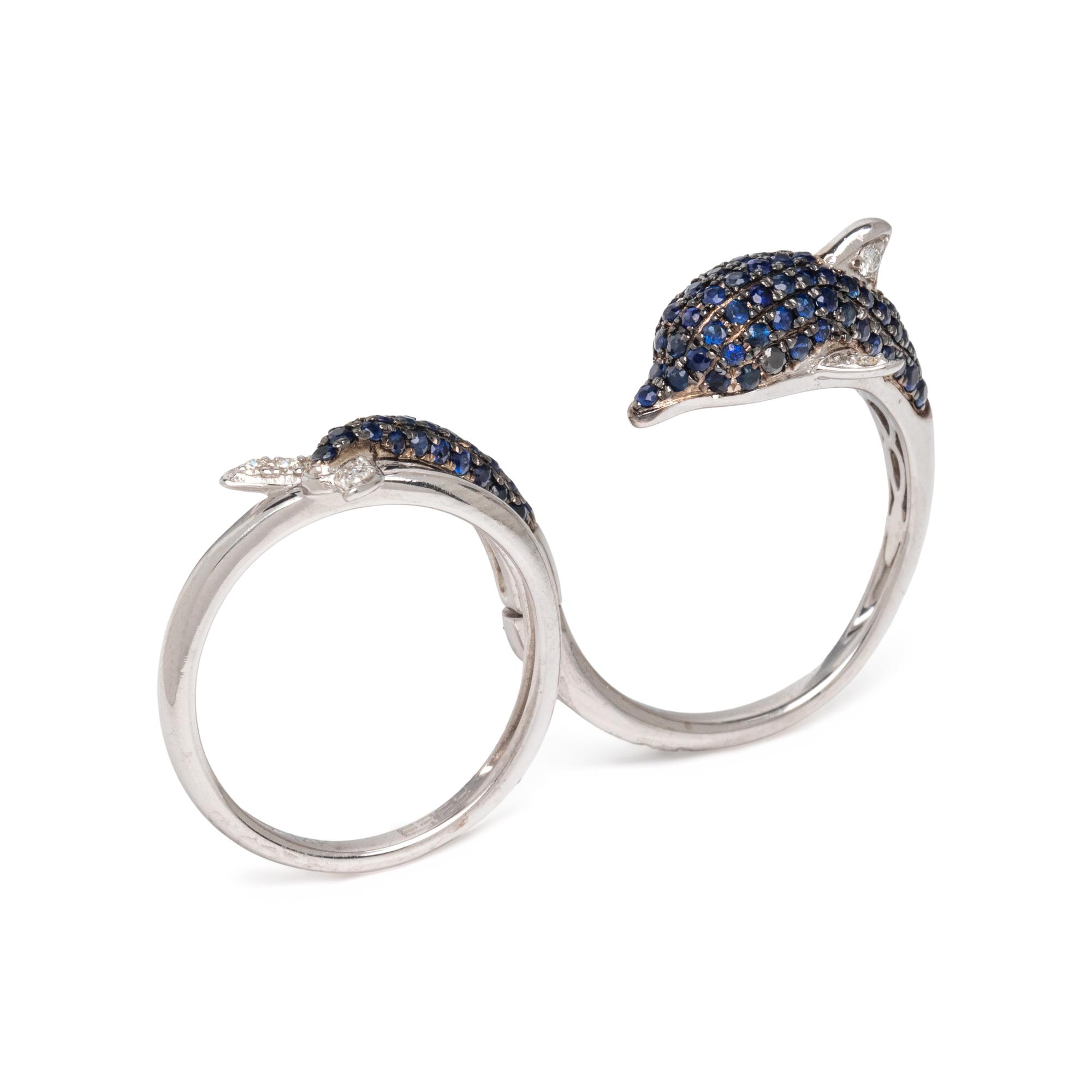 EFFY, SAPPHIRE AND DIAMOND DOLPHIN RING