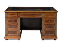 A Directoire Style Brass Mounted Mahogany Pedestal Desk