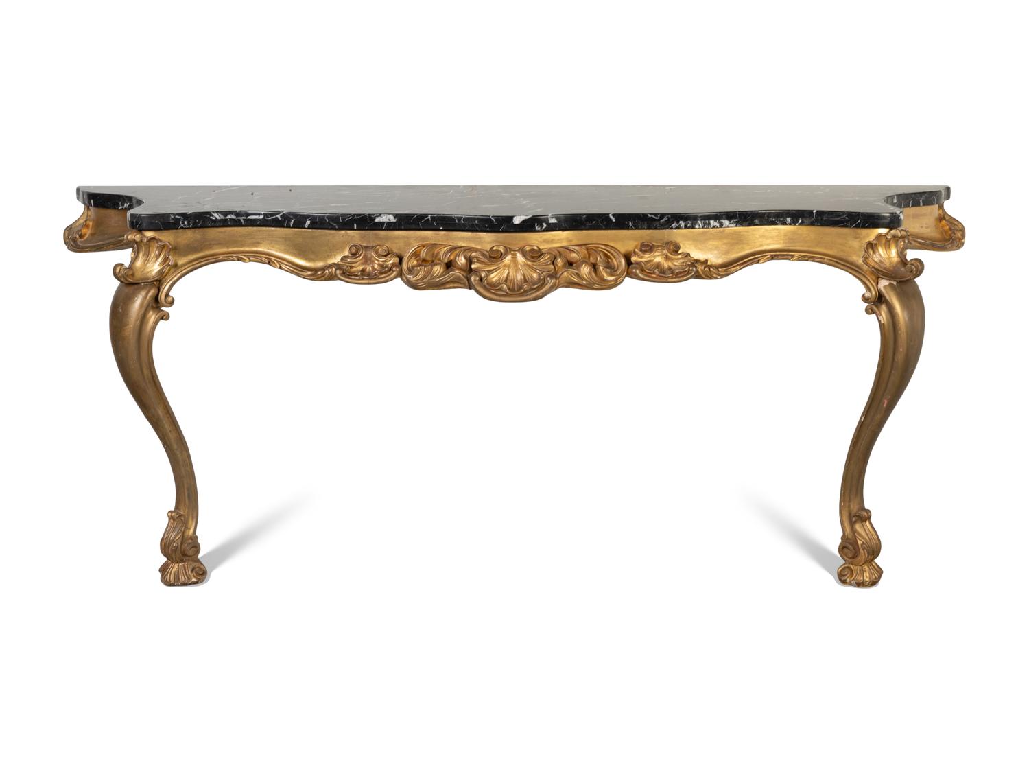 A Louis XV Style Giltwood Console Table