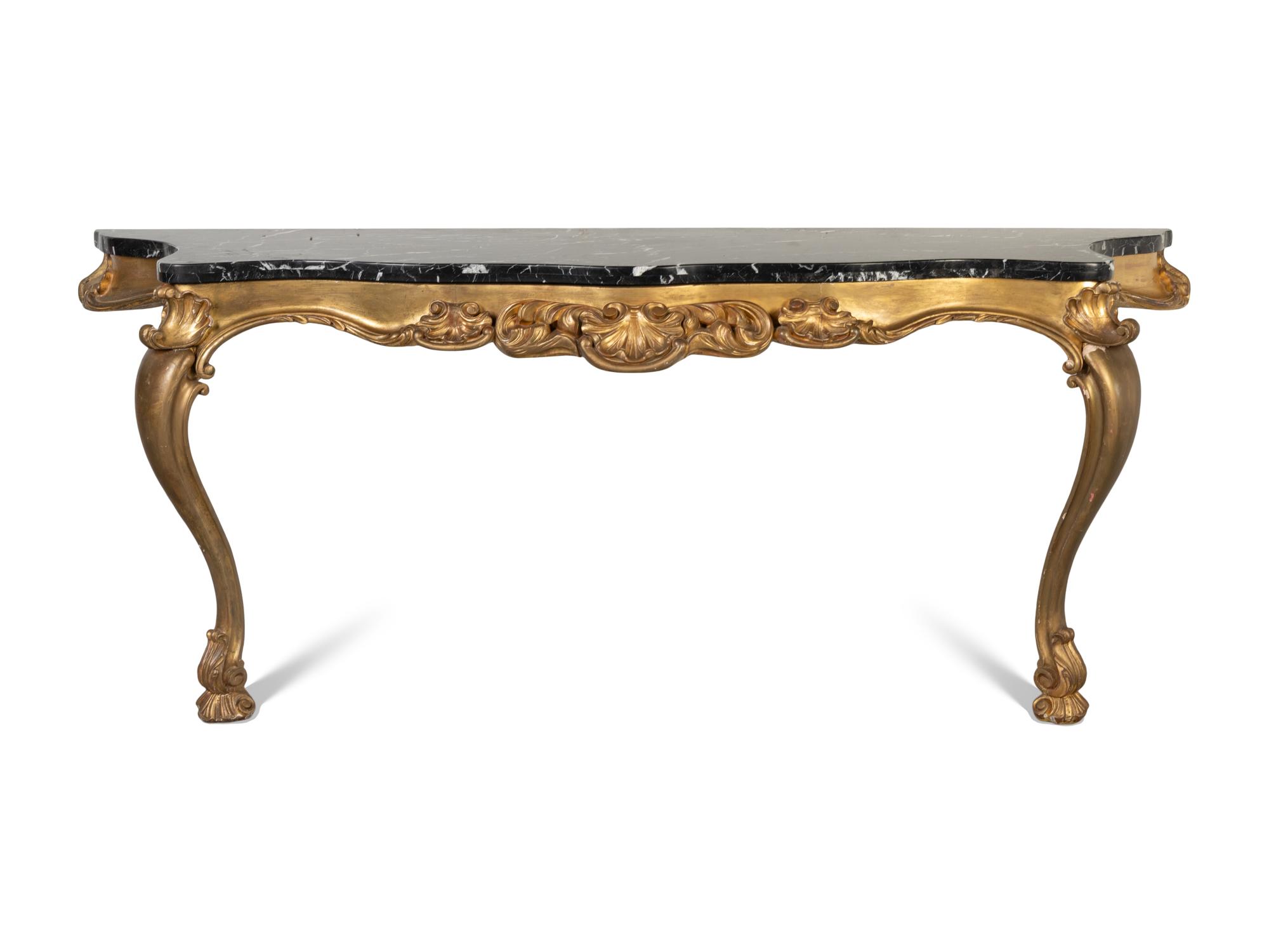 A Louis XV Style Giltwood Console Table