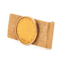 YELLOW GOLD AND US $20 LIBERTY COIN MONEY CLIP