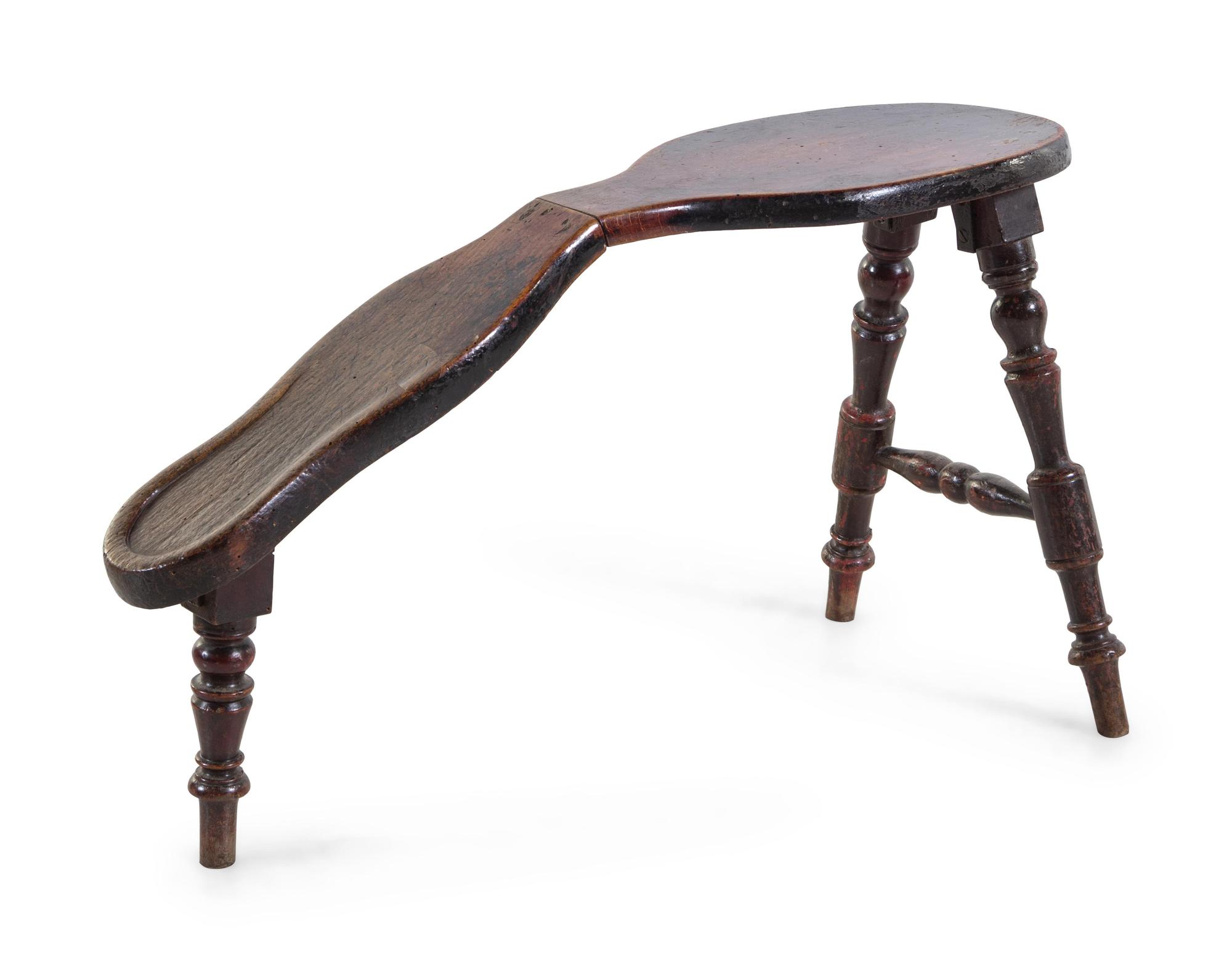 An American Painted Oak Shoe-Shine Stool