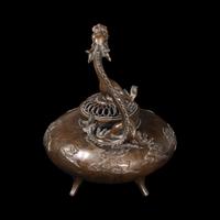 A Japanese Patinated Bronze 'Dragon' Censer, 19th/20th Century