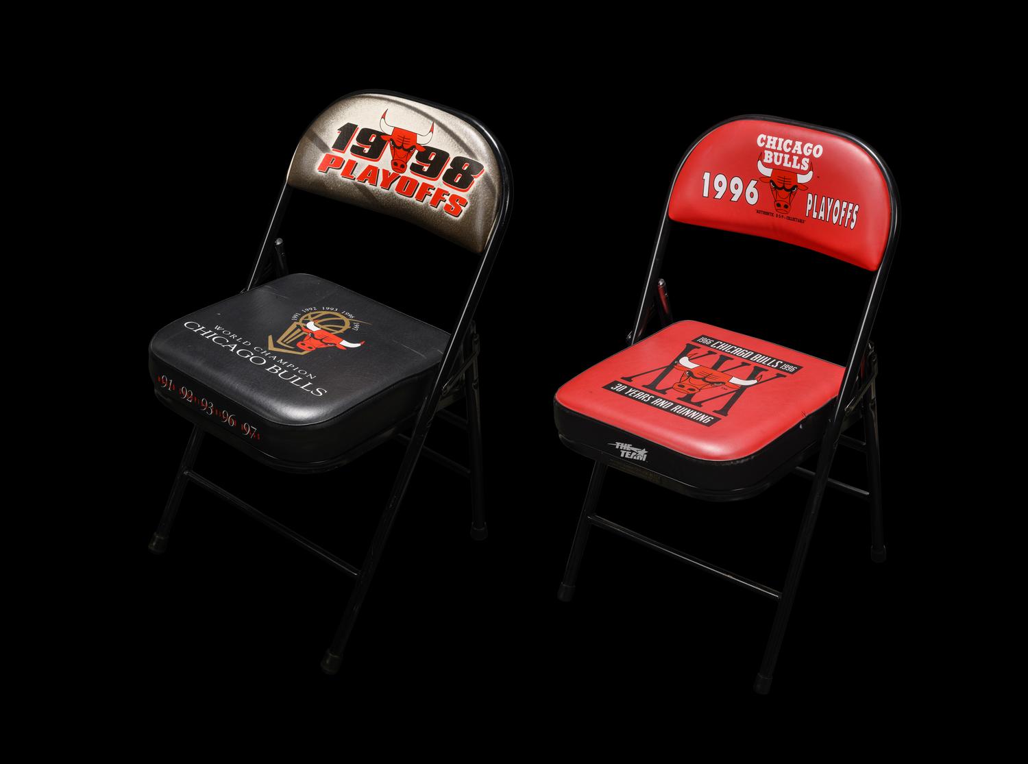 Two Chicago Bulls Michael Jordan "Last Dance" Era United Center Stadium Chairs Including Jordan's Last Season With the Bulls,