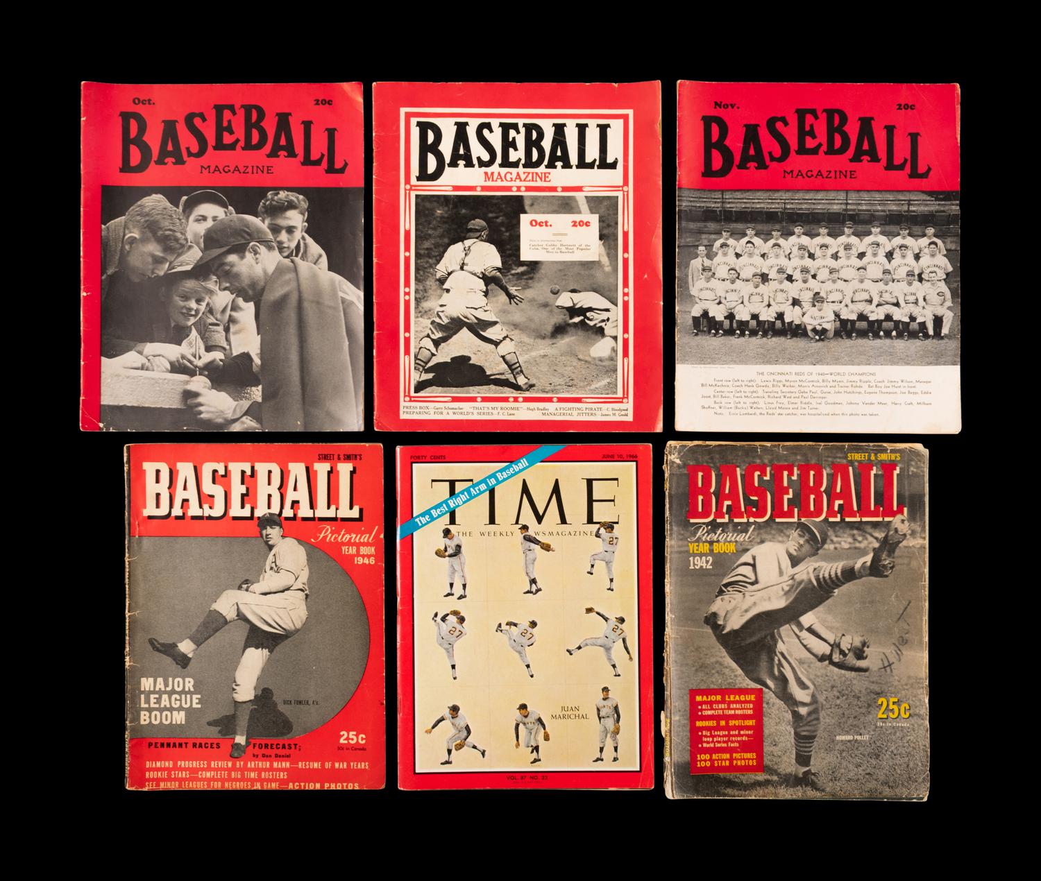 A Group of Baseball Magazines and Ephemera Including Lou Gehrig and Joe DiMaggio,