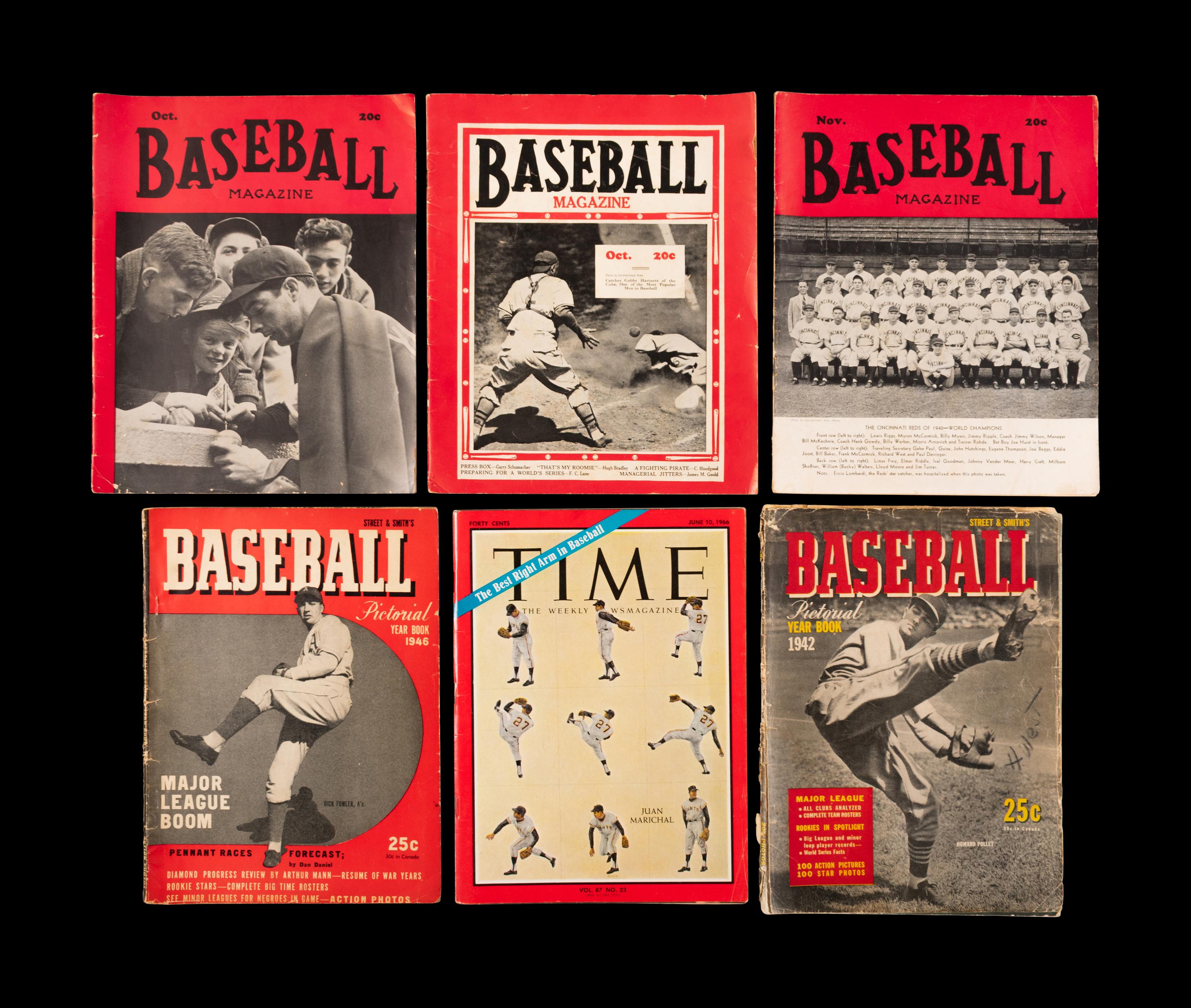 A Group of Baseball Magazines and Ephemera Including Lou Gehrig and Joe DiMaggio,