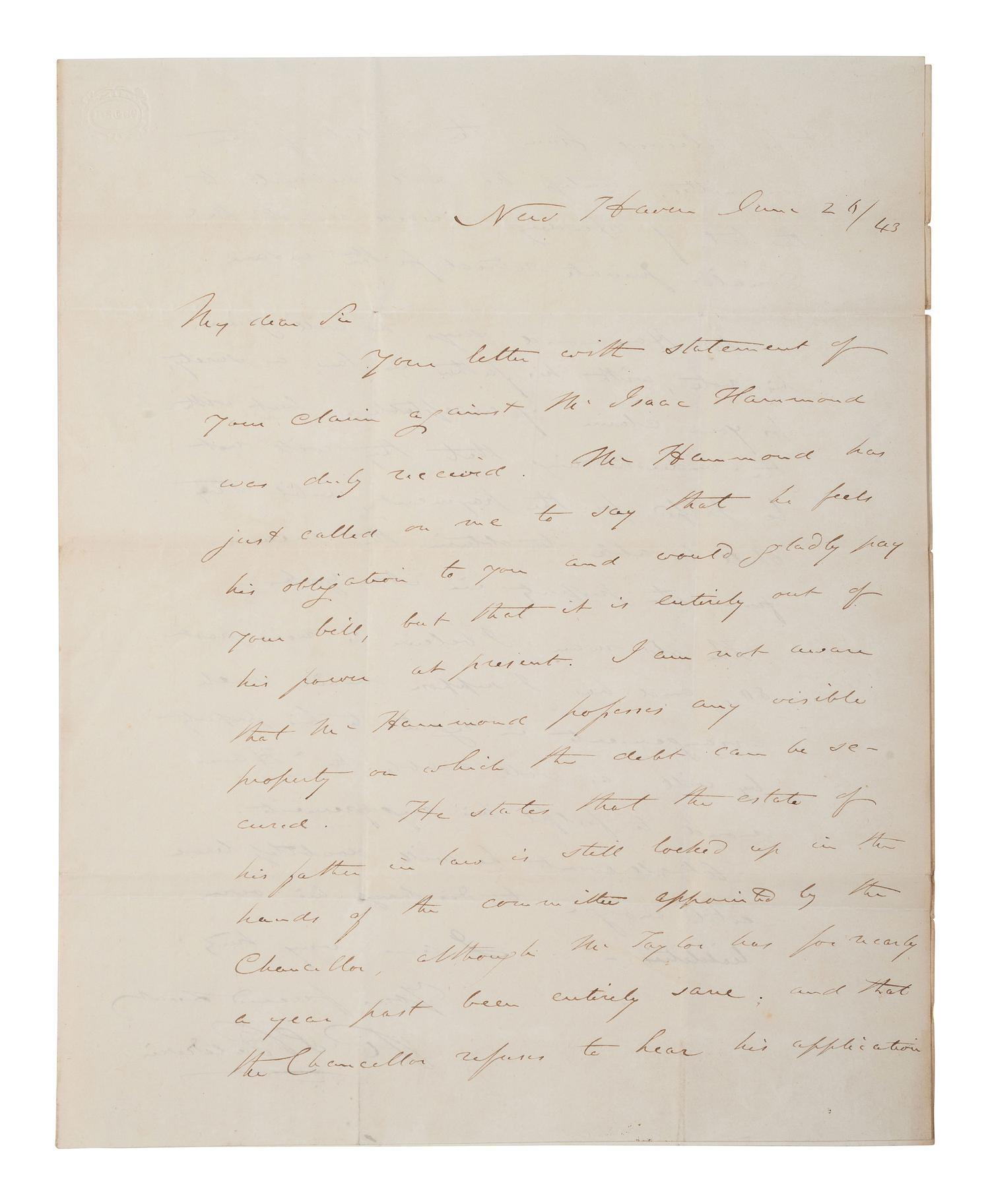 [ENSLAVEMENT & ABOLITION - AMISTAD]. A group of 5 ALsS from attorneys and others involved in the Amistad case, including Lewis TAPPAN, Roger BALDWIN, Henry GILPIN, and Theodore SEDGWICK.