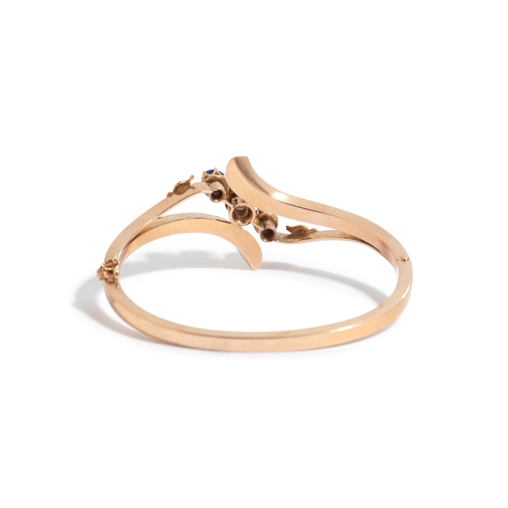 ROSE GOLD, DIAMOND AND SAPPHIRE BANGLE BRACELET