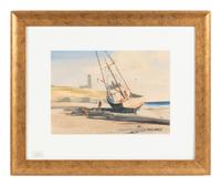 Beached Sailboat Watercolor