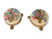 A Pair of Neoclassical Style Painted and Parcel Gilt Foot Stools — 19TH CENTURY
