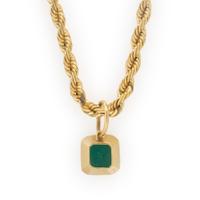Emerald and Yellow Gold Pendant Necklace