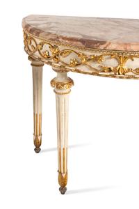 A Pair of North European Painted and Parcel-Gilt Console Tables