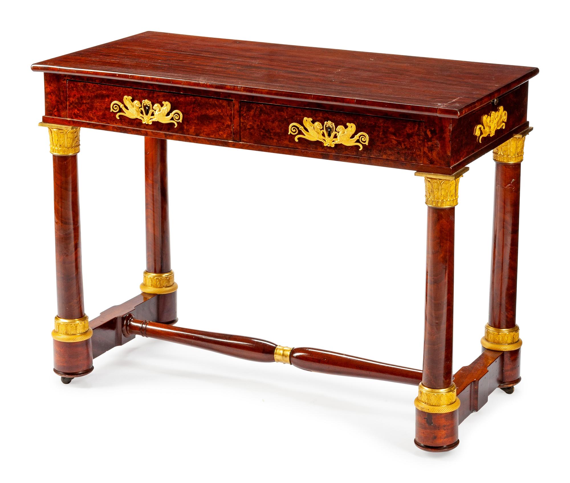 An Empire Gilt-Bronze-Mounted Mahogany Small Console — 19TH CENTURY
