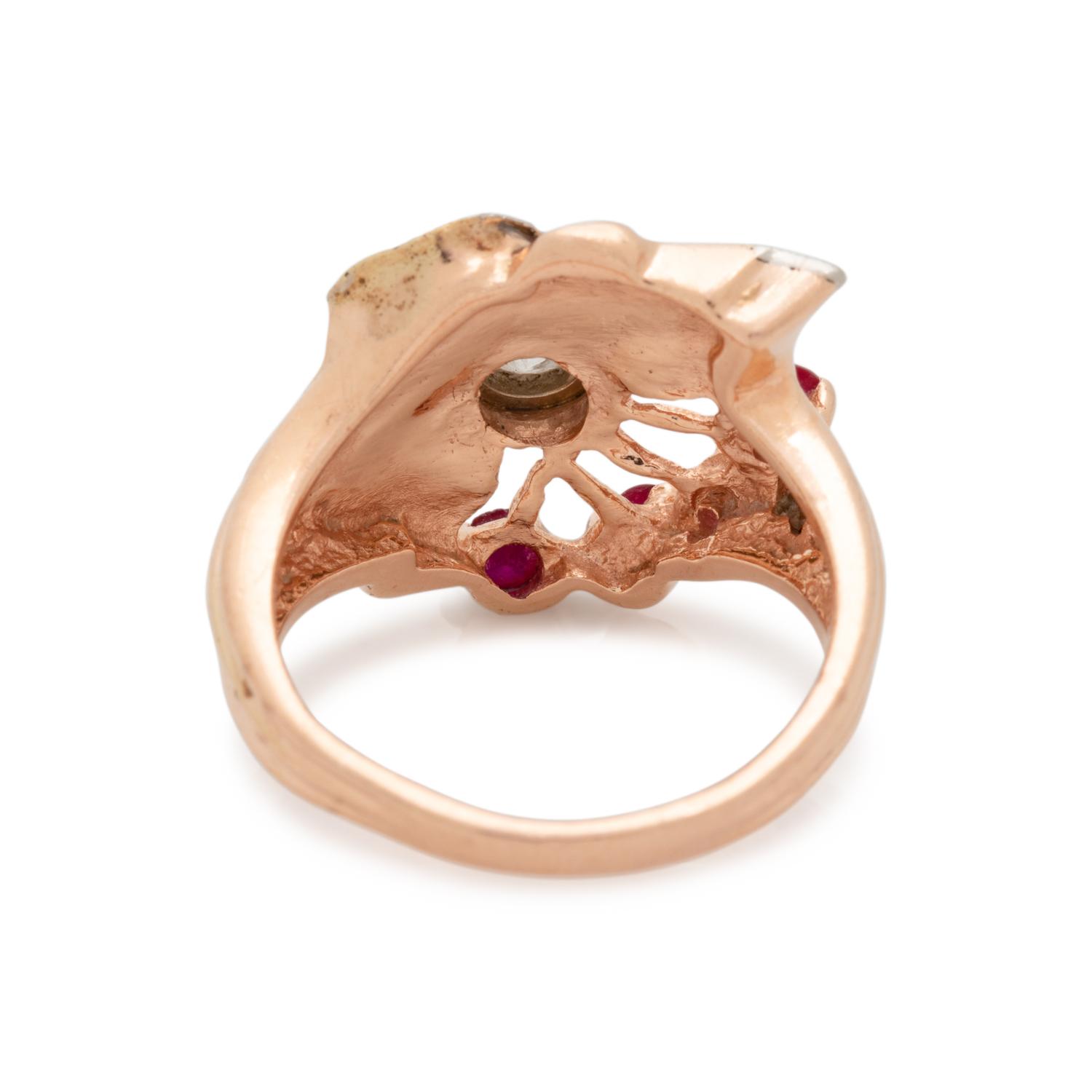 RETRO, ROSE GOLD, DIAMOND AND RUBY RING