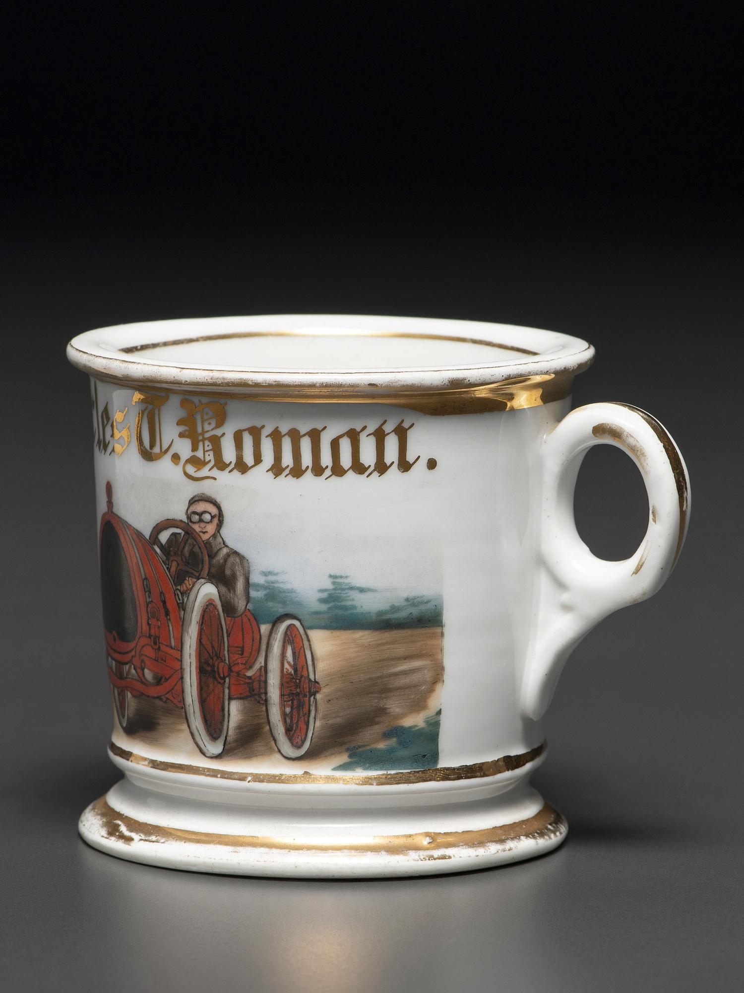 A Race Car Driver's Porcelain Occupational Shaving Mug